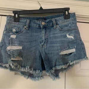 Distressed Just USA denim shorts